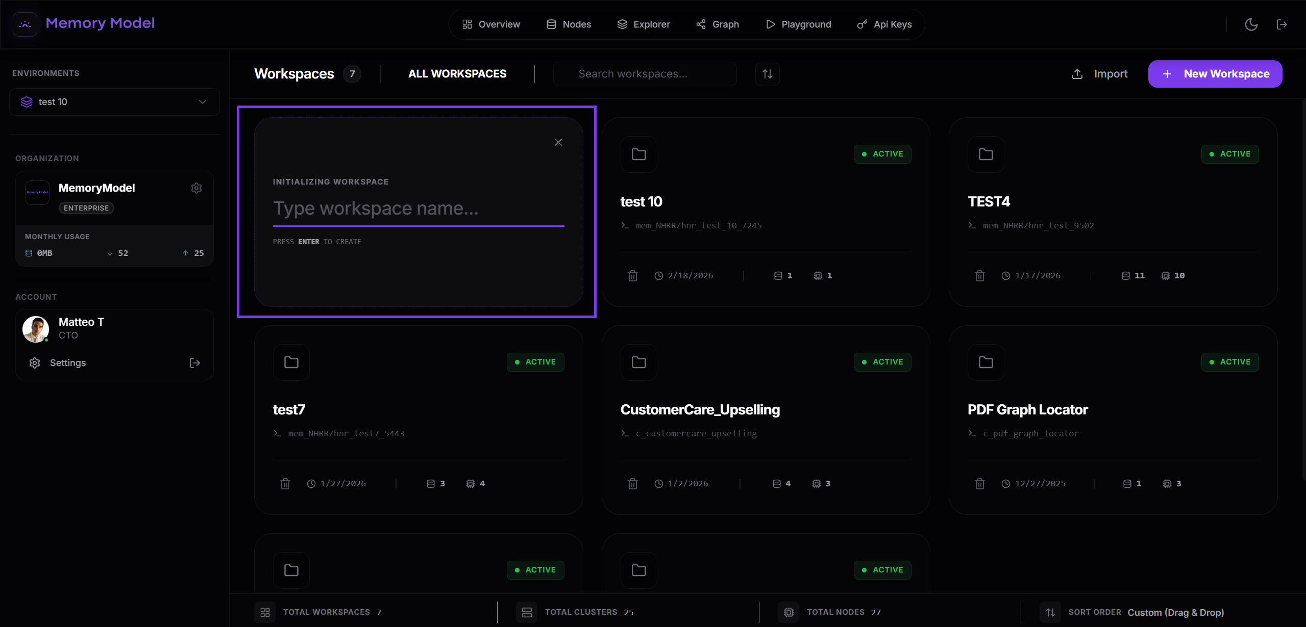 Initialize workspace - Dark