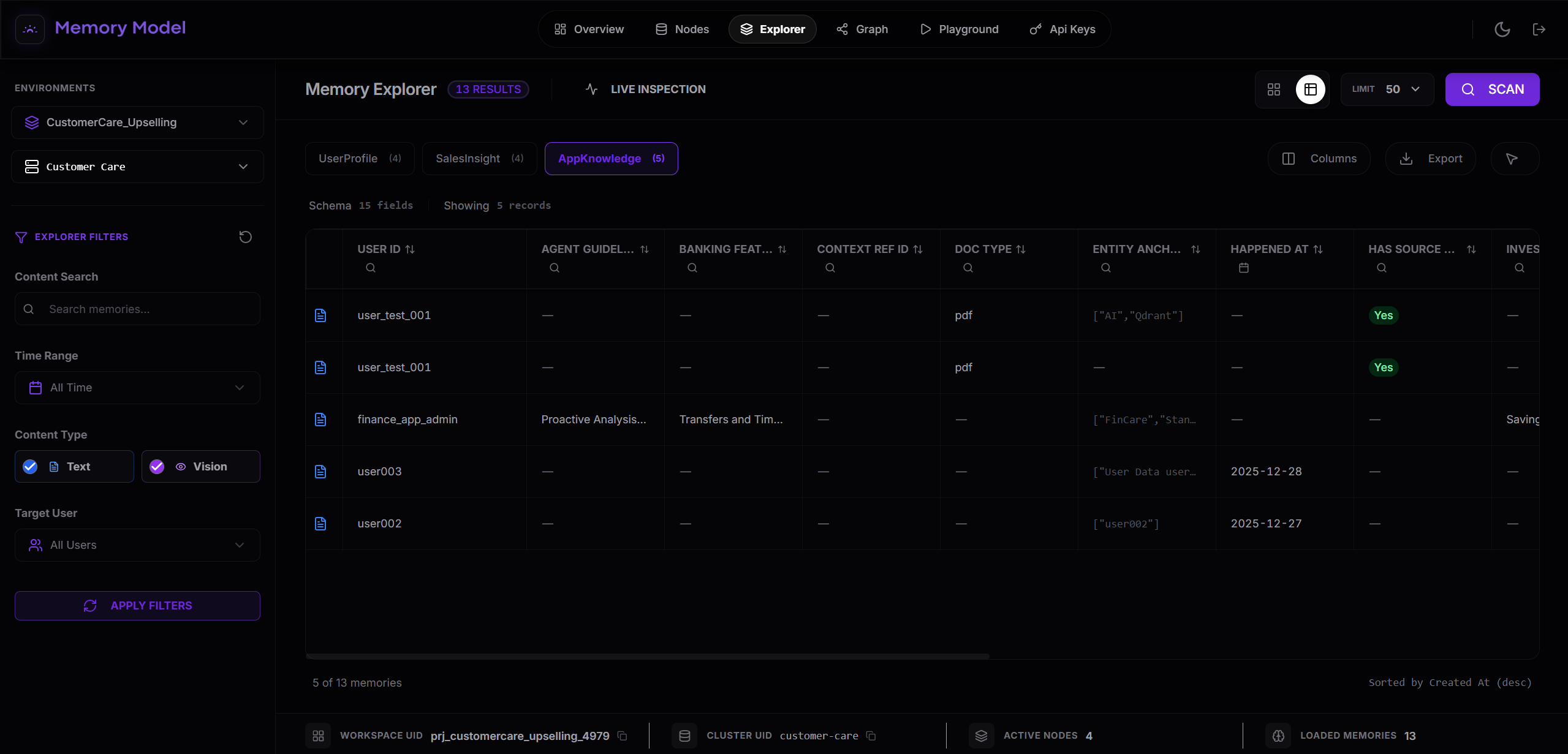 Table View Interface - Dark